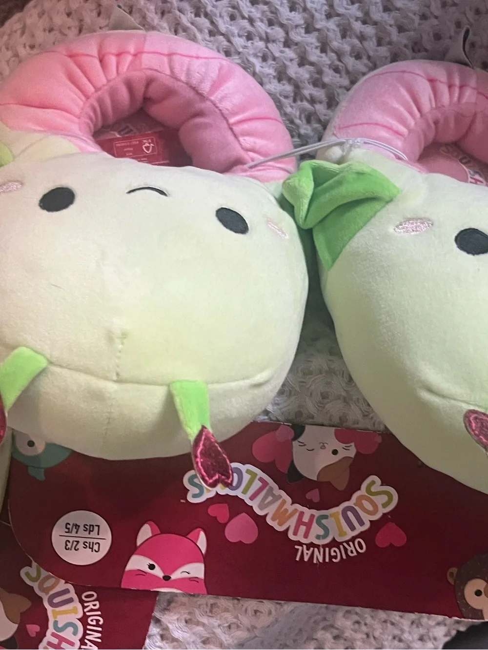 Squishmallows Plush Avocado children’s slippers- Green & Pink 408